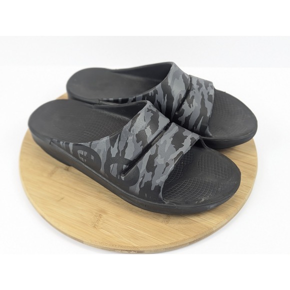 Oofos Ooahh Slides Mens Size 11 Shoes Black Camo Orthopedic Recovery Sandals - Picture 3 of 9